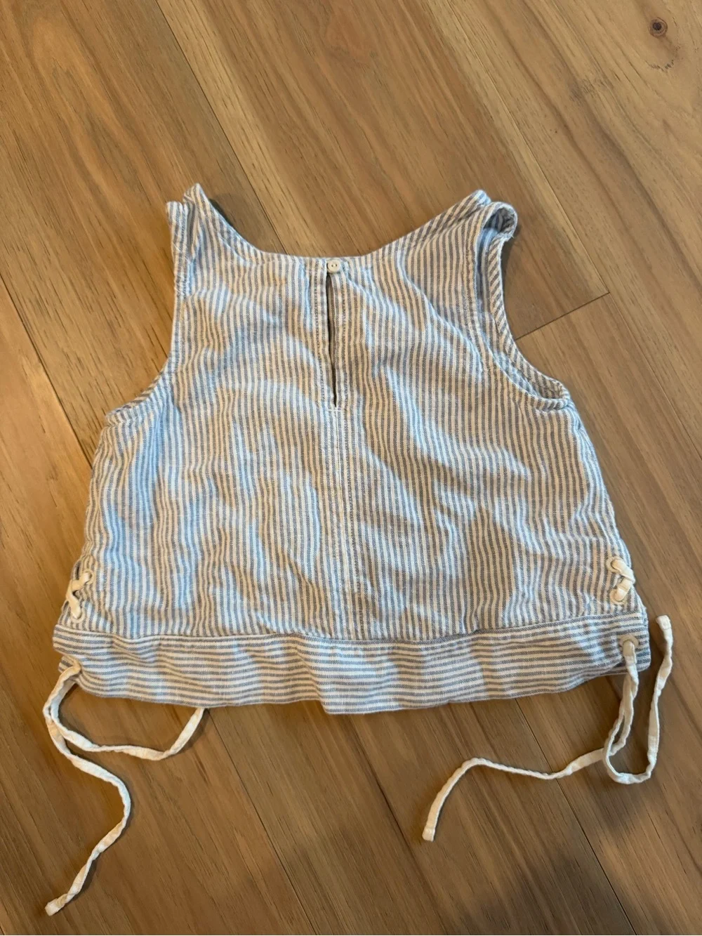 Old Navy Striped Side-Drawstring Tank - Light Blue & White